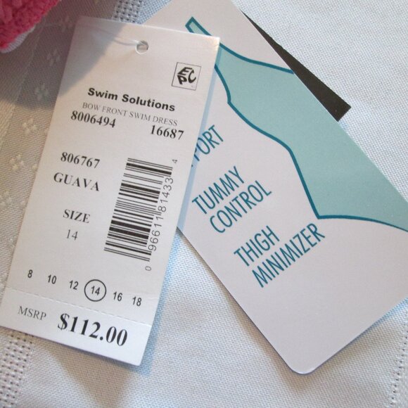 Swim Solutions Textured Tie-Front Swimdress NWT Sz 14 - Picture 9 of 11